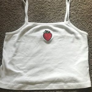 White strawberry tank crop top